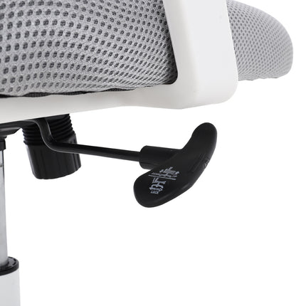 Mesh Office Chair Ergonomic Design with White Flip up Armrests, Grey
