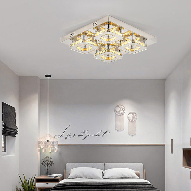 48W LED Ceiling Light Crystal Chandelier Pendant Lamp with Remote