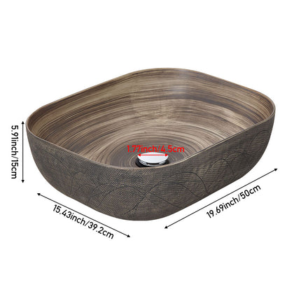 Ceramic Countertop Washbasin Vessel Sink with Waste Kit