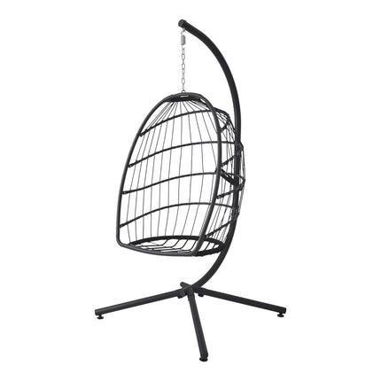 Egg-Shaped Hanging Chair with Soft Cushion & Headrest