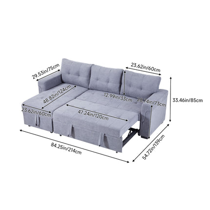 3-Seater Upholstered Corner Sofa Bed with Storage