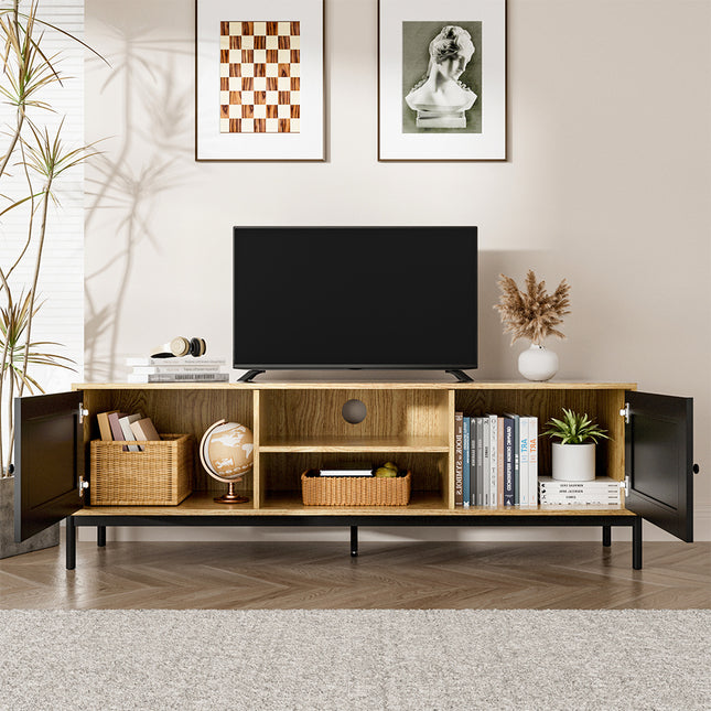 Living Room TV Storage Cabinet with Rattan Door