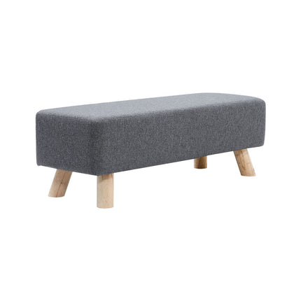 Rectangular Upholstered Linen Shoe Changing Bench with Rubberwood Legs