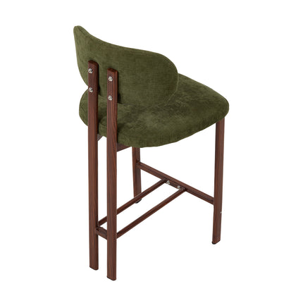 Set of 2 Chenille Upholstered Bar Stools