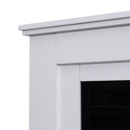 39 Inch Electric Fireplace with White Wooden Mantel