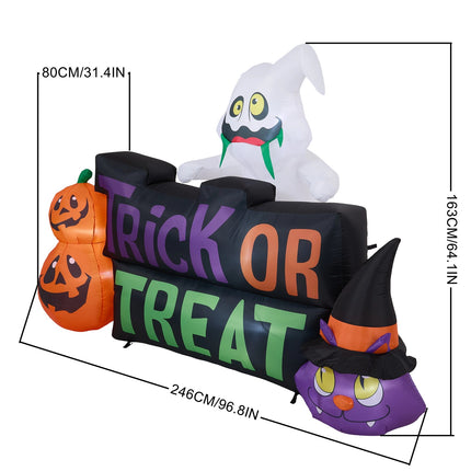 5.3FT Halloween Inflatable Pumpkin Ghost Cat Decoration with Built-in Lights