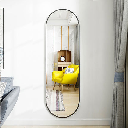 Modern Oval Metal Full Length Wall Mirror Black