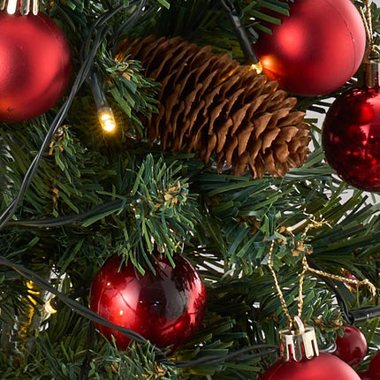 2-Pack Artificial Christmas Trees with Decorations and LED Lights