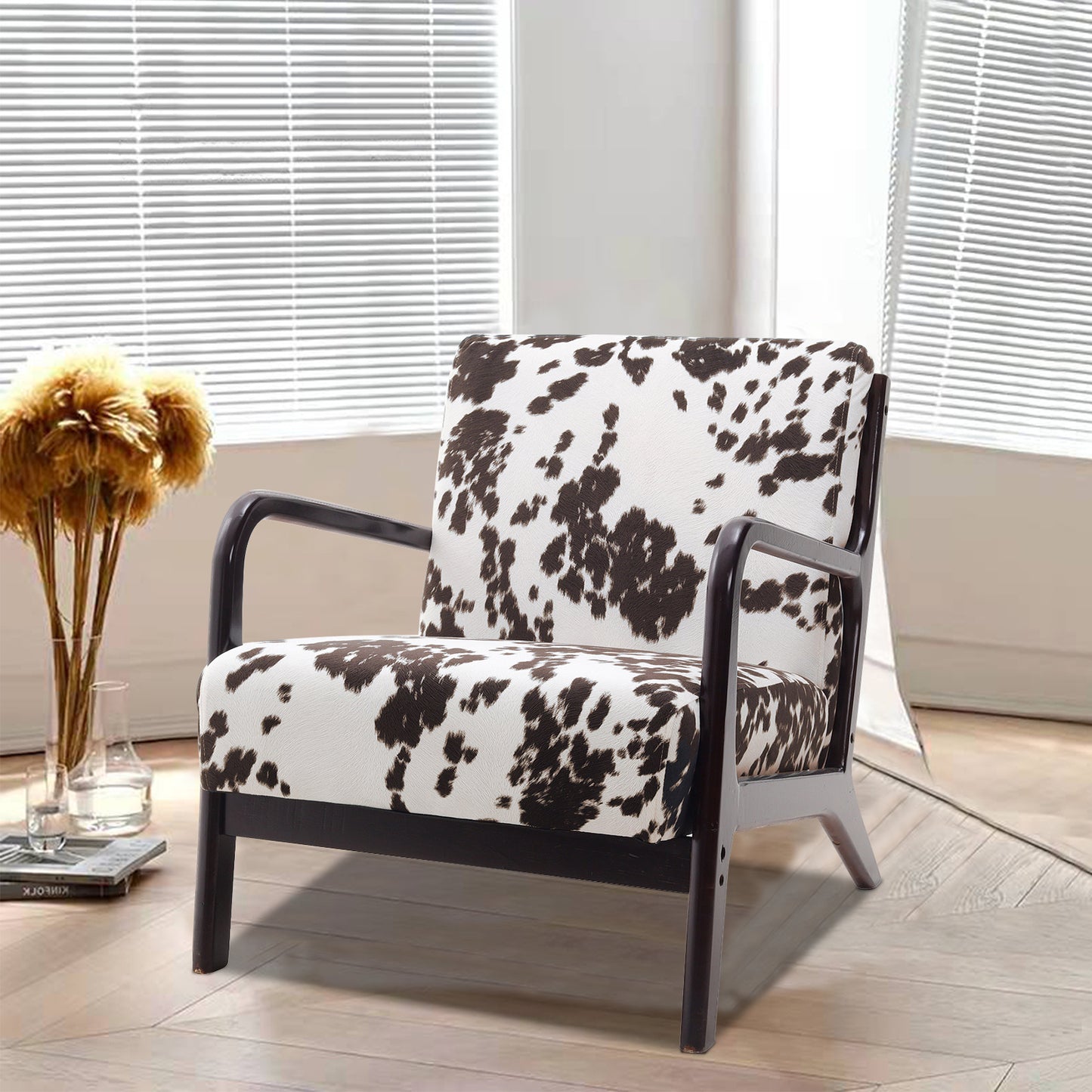 Black and White Spots Velvet Upholstered Armchair