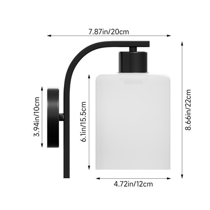 Black Iron Wall Light with Glass Shade