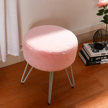 35 cm Round Fuzzy Ottoman Vanity Stool