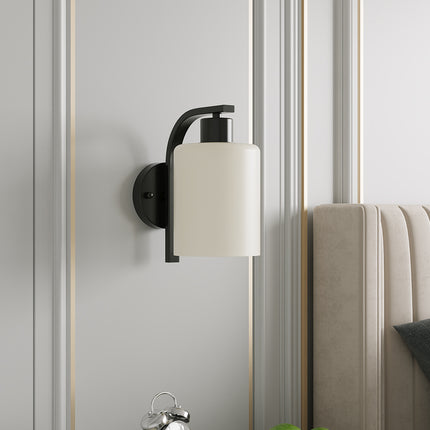 Black Iron Wall Light with Glass Shade