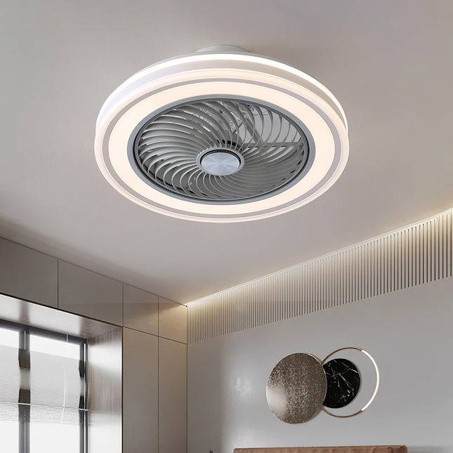 White Round 21 Inch Acrylic Ceiling Mount LED Fan Light