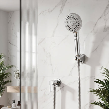 G1/2 Handheld High Pressure Shower Head with 5 Spray Modes & Hose