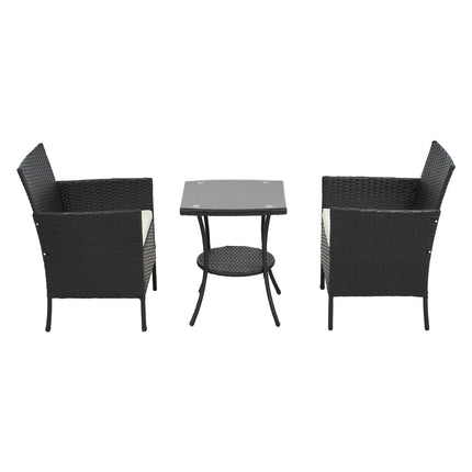 3-Piece PE Rattan Garden Furniture Bistro Set