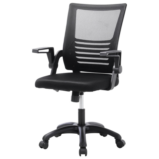 Mesh Office Chair Ergonomic Design with Black Flip up Armrests, Black