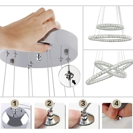 Modern 2-Tier Adjustable Crystal LED Pendant Light