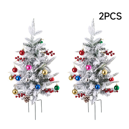 2-Pack Artificial Christmas Trees with Decorations and LED Lights