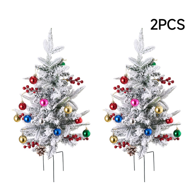 2-Pack Artificial Christmas Trees with Decorations and LED Lights