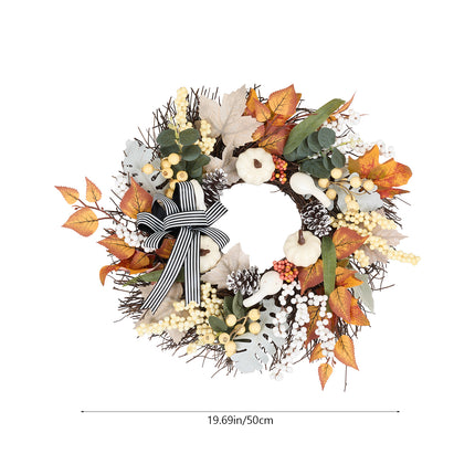 50cm Artificial Fall Wreath for Front Door Halloween Decor