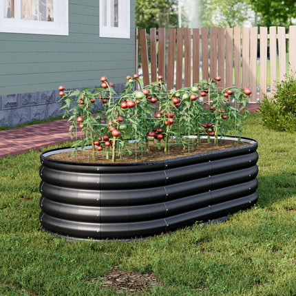Oval-Shaped Galvanised Steel Raised Garden Bed