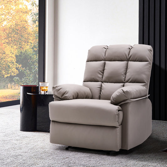 Grey Faux Leather Upholstered Recliner Armchair