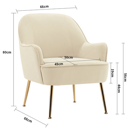 Upholstered Comfy Armchair with Gold-Plated Feet