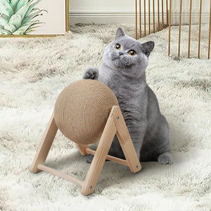 Wooden Cat Scratching Ball Kitten Scratcher Pet Toy
