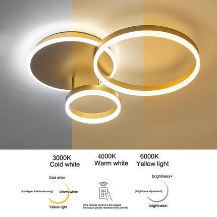 Modern Round LED Chandelier Ceiling Light  3 Circle Dimmable