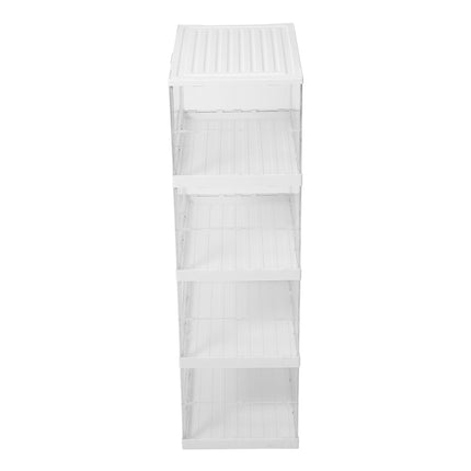 4-Tier Foldable Storage Cabinet Shoes Organizer with Doors