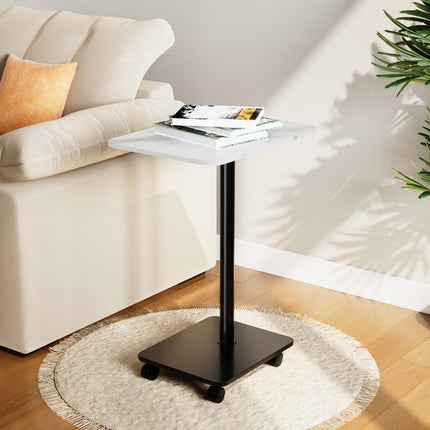 C Shaped Side Table with Wheels