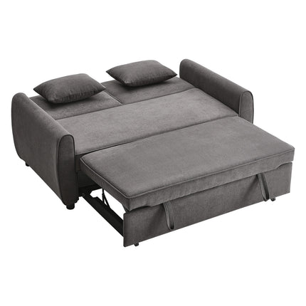 Grey Convertible Sofa Bed with 2 Pillows