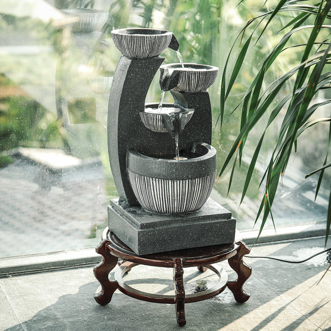 47 cm H Outdoor LED Lights Electric Powered Garden Statues Decor Fountain