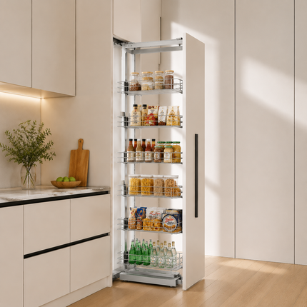 Tall and Narrow 6-Tier Metal Kitchen Pull-out Kitchen Cabinet Basket Shelf