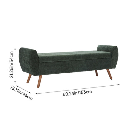 Chenille Upholstered Storage Bench
