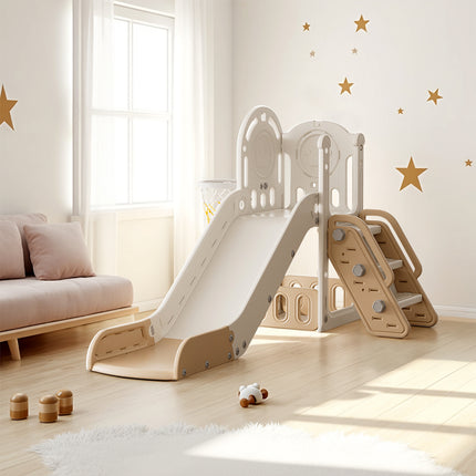 Toddler Slide Playset with Basketball Hoop and Climbing Stairs