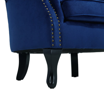 Luxurious Button Armchair with Cushion, Bule, Grey