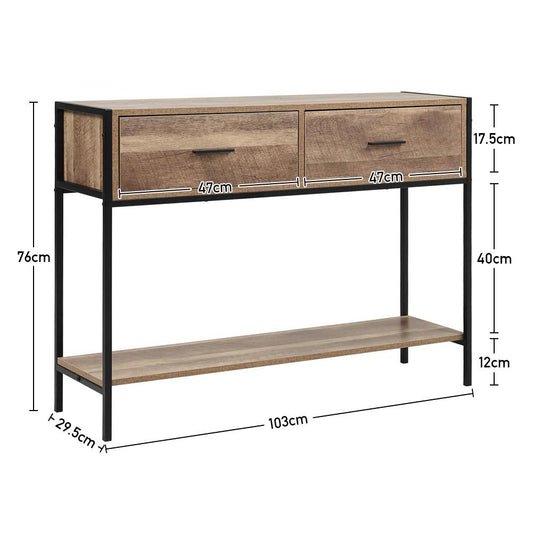 Slim Hallway Console Table with 2 Drawers and Lower Shelf