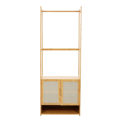 Freestanding Wooden Clothes Rack with Cabinet