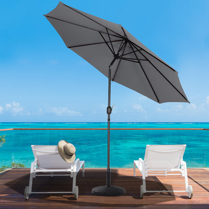 3M Parasol Umbrella Patio Sun Shade Crank Tilt with Round Base, Dark Grey