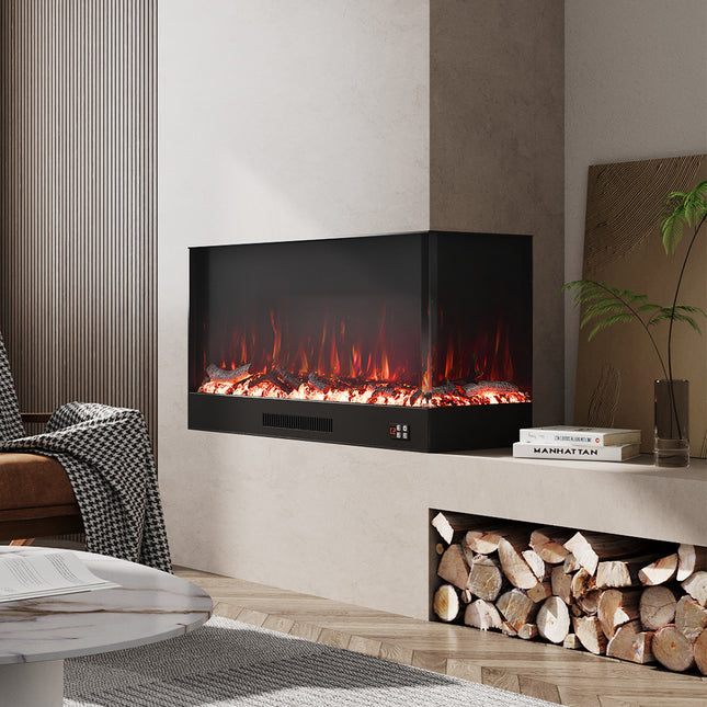 Modern Recessed Electric Fireplace with Remote