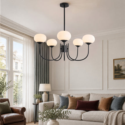5-Light E27 Glass Lampshade Pendant Light Chandelier Fixture