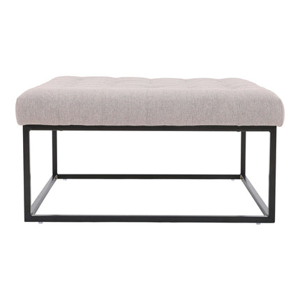 Square Linen Footstool with Metal Frame