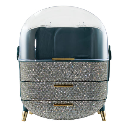 Countertop Portable Oval Makeup Storage Box with Transparent Cover