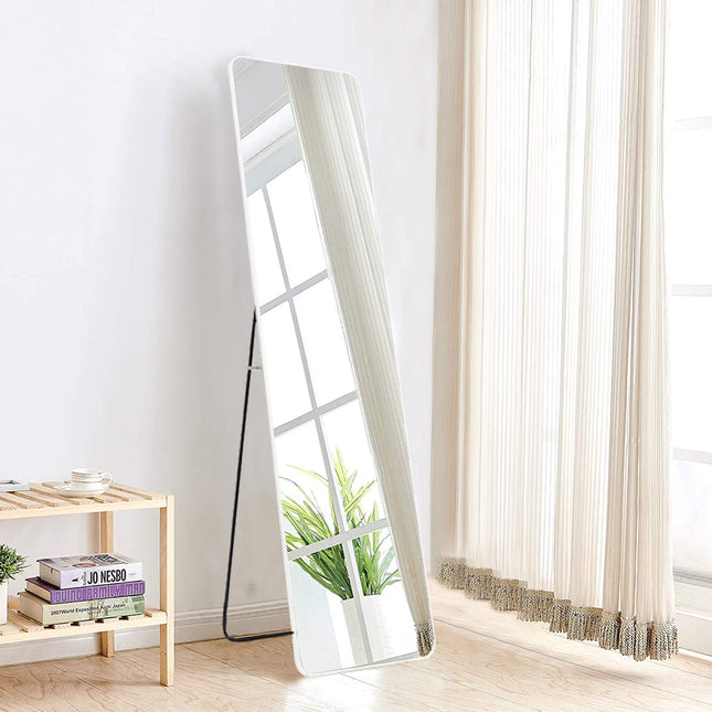 147cm H Modern Rectangular Metal Full Length  Mirror White