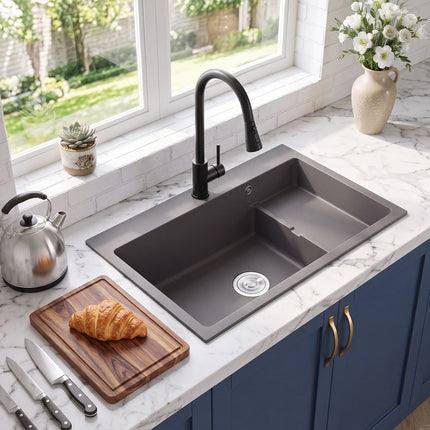 Modern Quartz Resin Composite Kitchen Sink with Waste Kit