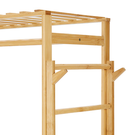 Wooden Clothes Rack with Side Hooks