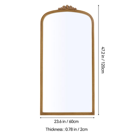 Gold Arched Decorative Vanity Mirror with Carved Frame