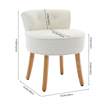 Teddy Fleece Dressing Table Stool with Solid Wood Legs
