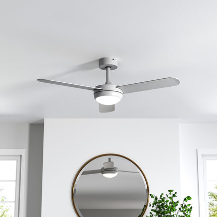 42 Inch Silver Ceiling Fan with LED Light Kit 3 Blades and Remote Control